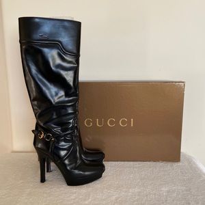 Gucci Tall Black Leather Boots